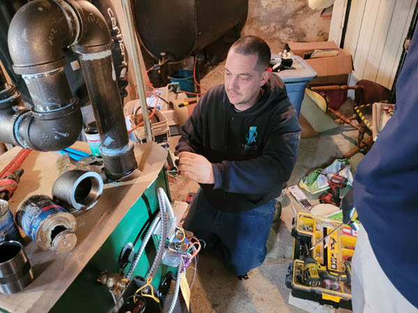 New boiler installation-working on the wiring